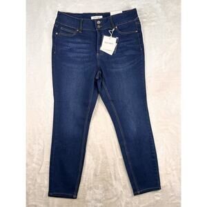 Ellen Tracy Jeans Women's 16W Blue 27" Inseam Fluid Denim Double Button Skinny